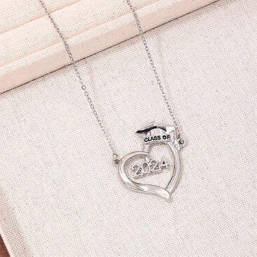 Simple Style Classic Style Doctoral Cap Number Heart Shape Zinc Alloy Women'S Pendant Necklace