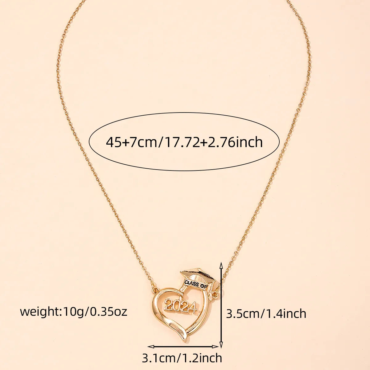 Simple Style Classic Style Doctoral Cap Number Heart Shape Zinc Alloy Women'S Pendant Necklace