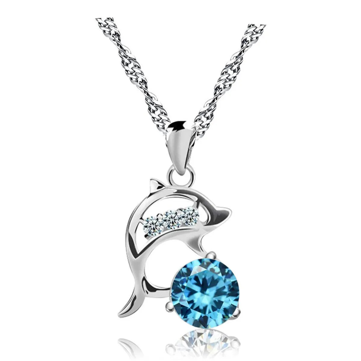 Simple Style Classic Style Dolphin Metal Inlay Zircon Women'S Pendant Necklace