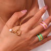 Simple Style Classic Style Double Ring Pearl Stainless Steel Plating 18k Gold Plated Necklace