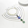 Wholesale Jewelry Simple Style Classic Style Eye Alloy Glass Iron Beaded Layered Pendant Necklace