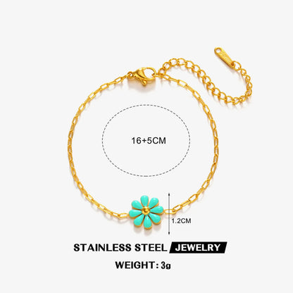 Simple Style Classic Style Flower 304 Stainless Steel 18K Gold Plated Resin Bracelets In Bulk