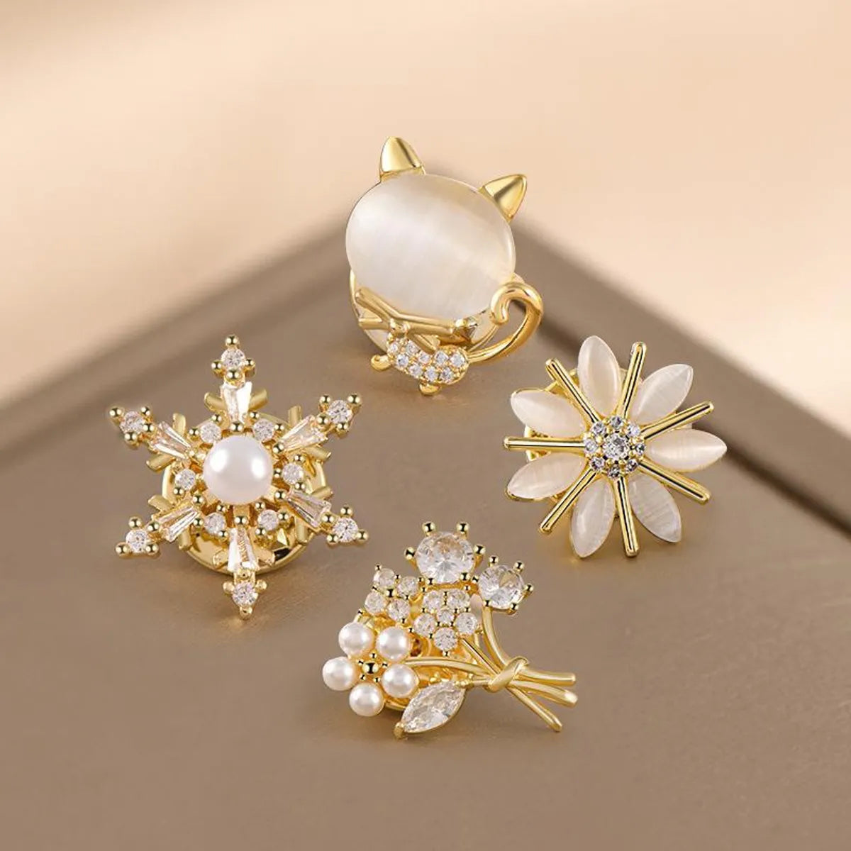 Simple Style Classic Style Flower Alloy Inlay Zircon Women'S Brooches