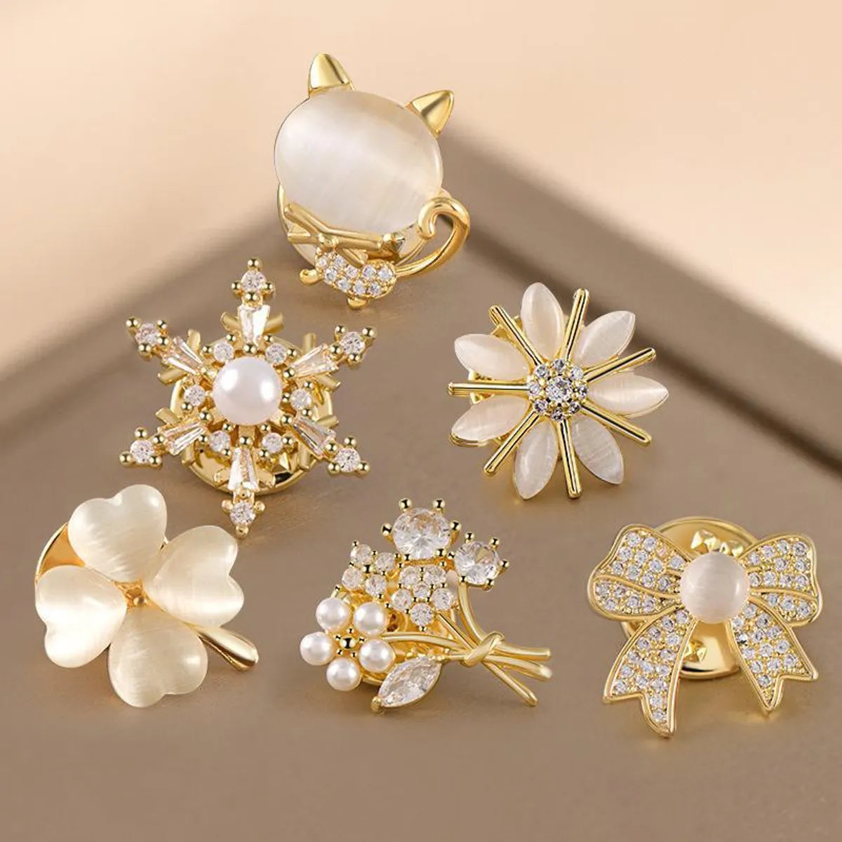 Simple Style Classic Style Flower Alloy Inlay Zircon Women'S Brooches