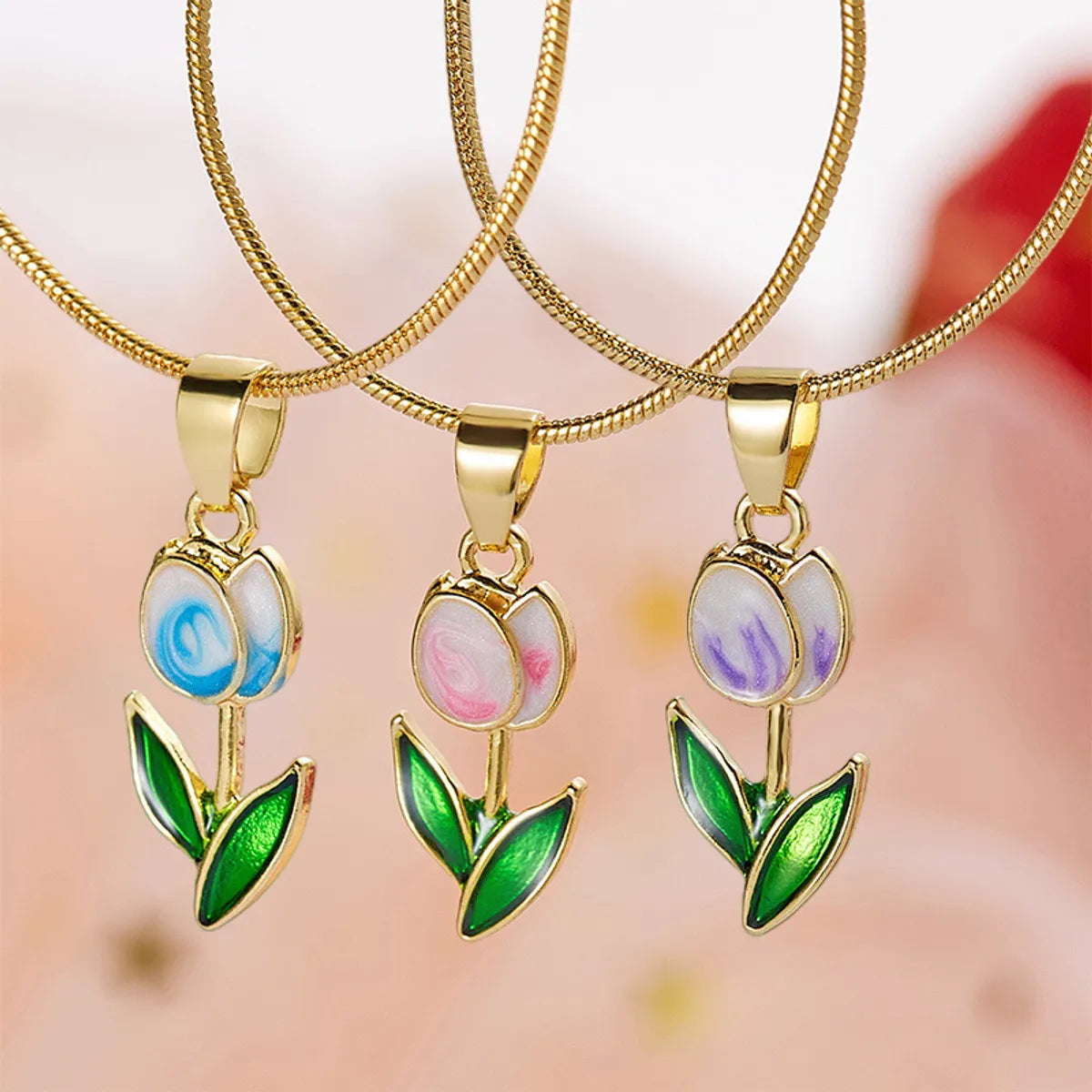 Simple Style Classic Style Flower Alloy Plating Gold Plated Women's Pendant Necklace