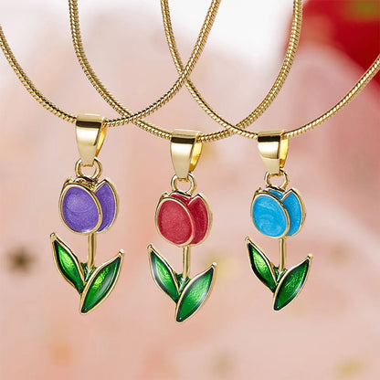 Simple Style Classic Style Flower Alloy Plating Gold Plated Women's Pendant Necklace