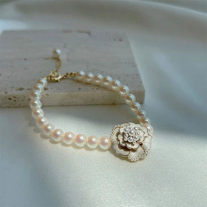 Simple Style Classic Style Flower Artificial Pearl Alloy Beaded Women'S Bracelets Necklace