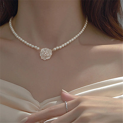 Simple Style Classic Style Flower Artificial Pearl Alloy Beaded Women'S Bracelets Necklace