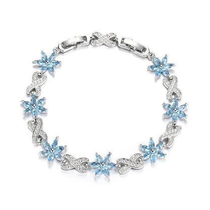 Simple Style Classic Style Flower Brass Inlay Zircon Bracelets