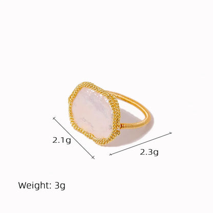 Simple Style Classic Style Flower Freshwater Pearl Copper Plating Inlay Pearl 18k Gold Plated Rings