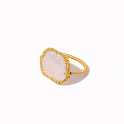 Simple Style Classic Style Flower Freshwater Pearl Copper Plating Inlay Pearl 18k Gold Plated Rings