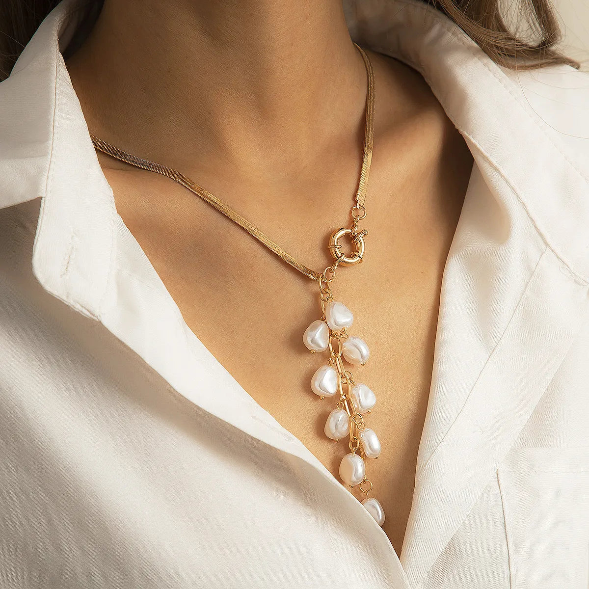 Simple Style Classic Style Flower Imitation Pearl Alloy Wholesale Pendant Necklace