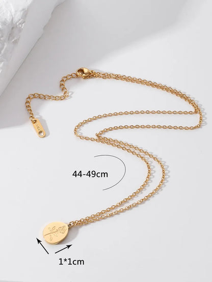 Simple Style Classic Style Flower Stainless Steel Plating 18k Gold Plated Pendant Necklace