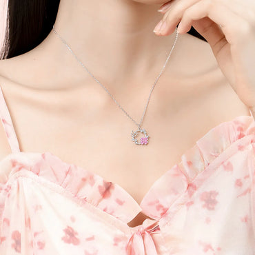 Simple Style Classic Style Flower Wreath Butterfly Sterling Silver Inlay Zircon Pendant Necklace