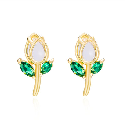 Simple Style Classic Style Flower Alloy Copper Inlay Zircon Women'S Rings Earrings Necklace