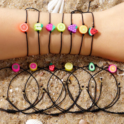 Simple Style Classic Style Fruit Rope Soft Clay Wholesale Drawstring Bracelets