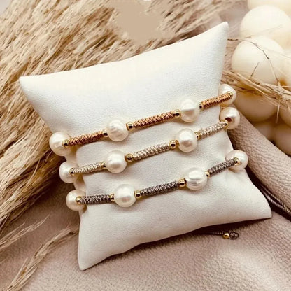 Simple Style Classic Style Geometric Artificial Pearl Mixed Materials Rope Women'S Bracelets