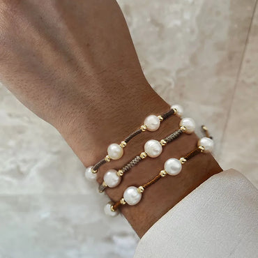 Simple Style Classic Style Geometric Artificial Pearl Mixed Materials Rope Women'S Bracelets