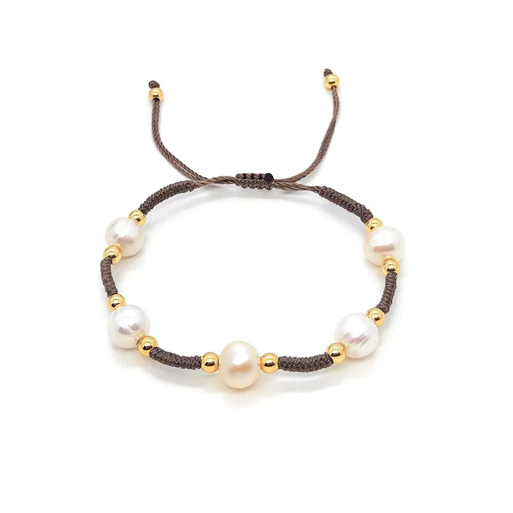 Simple Style Classic Style Geometric Artificial Pearl Mixed Materials Rope Women'S Bracelets