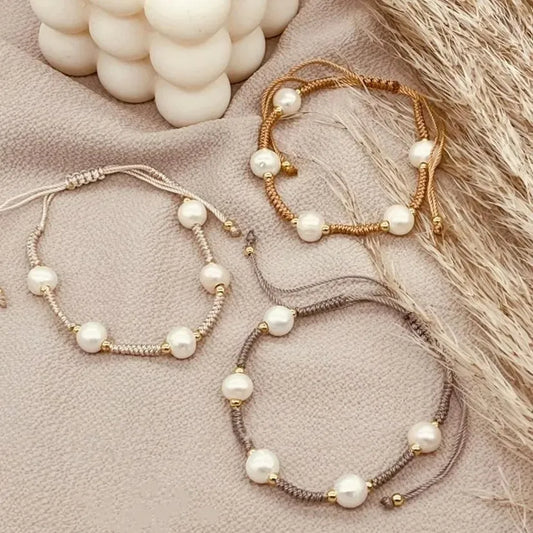 Simple Style Classic Style Geometric Artificial Pearl Mixed Materials Rope Women'S Bracelets