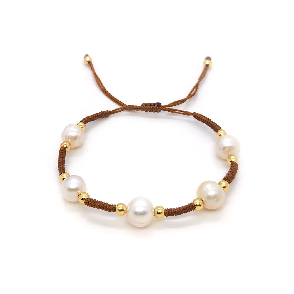 Simple Style Classic Style Geometric Artificial Pearl Mixed Materials Rope Women'S Bracelets