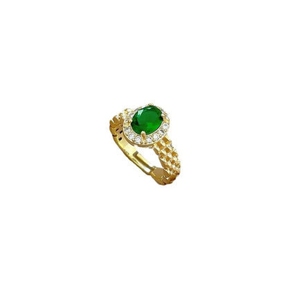 Simple Style Classic Style Geometric Brass Plating Inlay Artificial Gemstones Open Rings