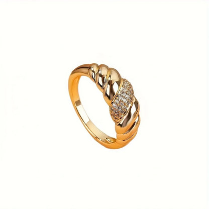 Simple Style Classic Style Geometric Copper Plating Inlay Zircon Gold Plated Rings