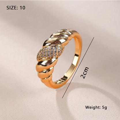 Simple Style Classic Style Geometric Copper Plating Inlay Zircon Gold Plated Rings