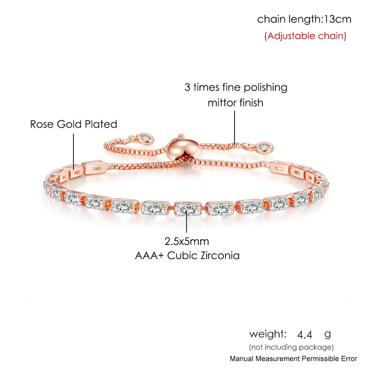 Simple Style Classic Style Geometric Copper Zircon Bracelets In Bulk