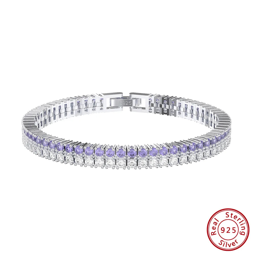 Simple Style Classic Style Geometric Grid Sterling Silver Plating Inlay Zircon White Gold Plated Rhodium Plated Silver Plated Bracelets