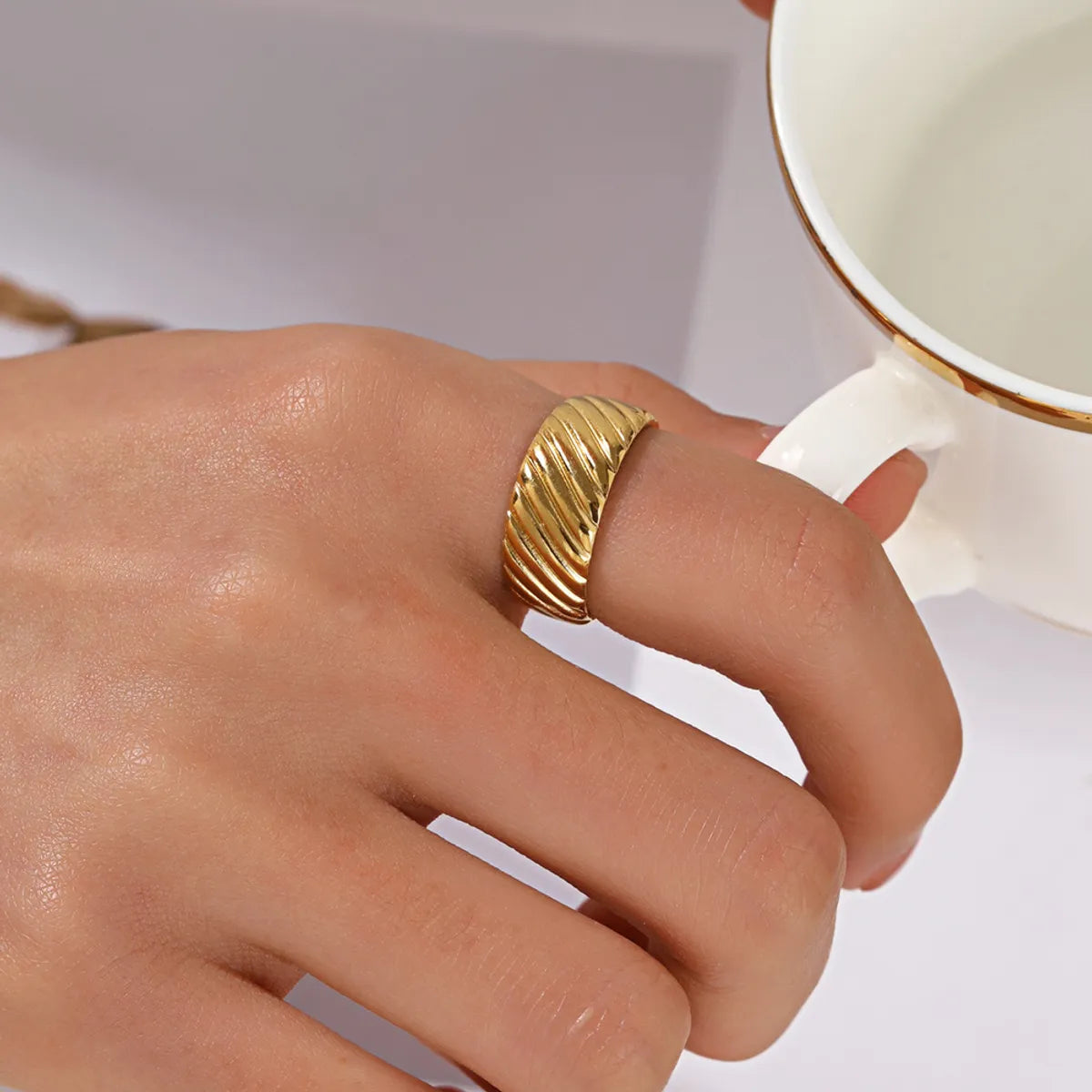 Simple Style Classic Style Geometric Stainless Steel Plating 18k Gold Plated Open Ring