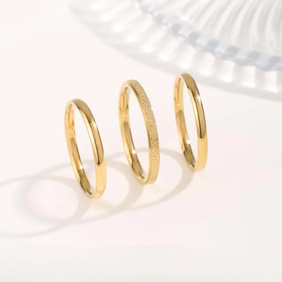 Simple Style Classic Style Geometric Titanium Steel Irregular Plating Hollow Out Gold Plated Open Rings