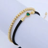 Simple Style Classic Style Heart Shape 18K Gold Plated Zircon Nylon Copper Wholesale Drawstring Bracelets