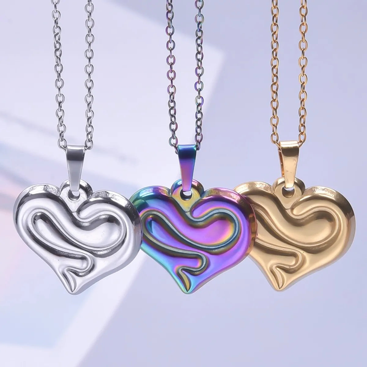 Simple Style Classic Style Heart Shape 304 Stainless Steel Plating Women'S Pendant Necklace