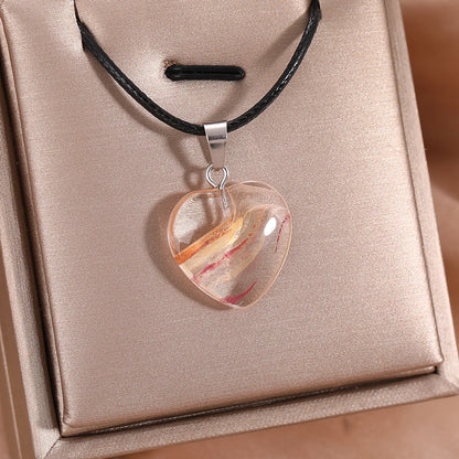 Simple Style Classic Style Heart Shape Alloy Glass Plating White Gold Plated Women's Pendant Necklace