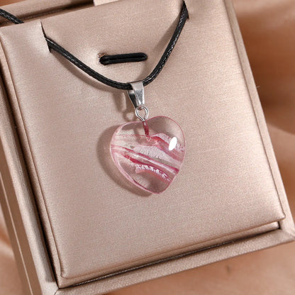 Simple Style Classic Style Heart Shape Alloy Glass Plating White Gold Plated Women's Pendant Necklace