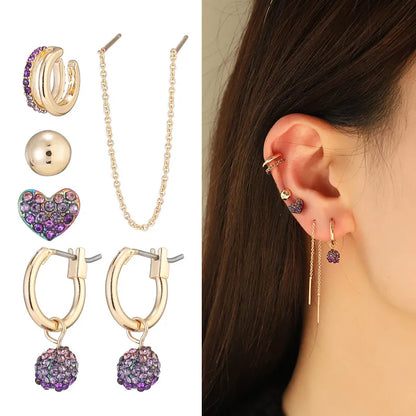 Simple Style Classic Style Heart Shape Alloy Inlay Rhinestones Women'S Earrings