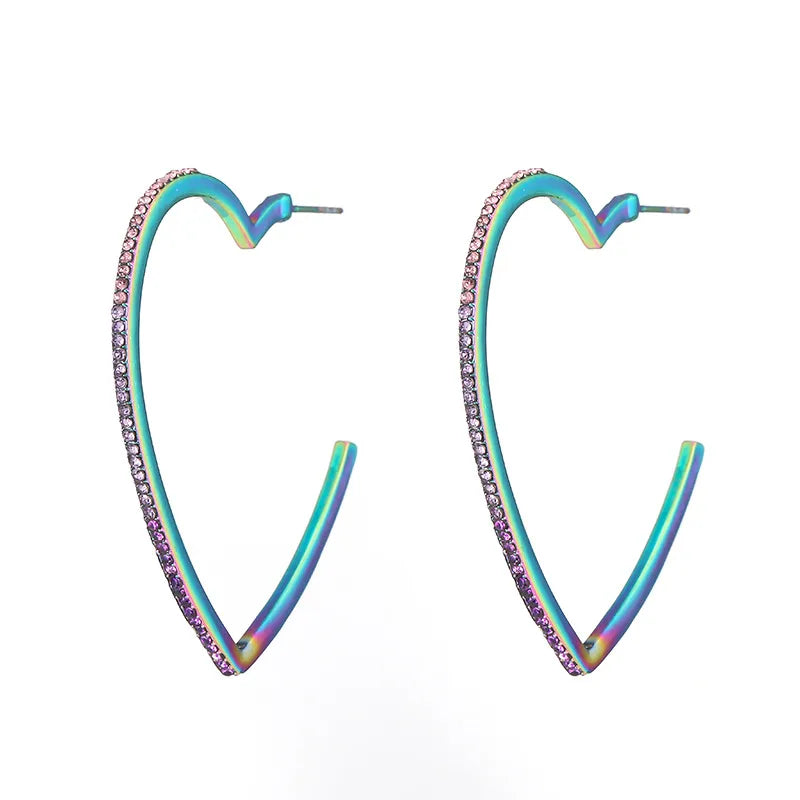 Simple Style Classic Style Heart Shape Alloy Inlay Rhinestones Women'S Earrings