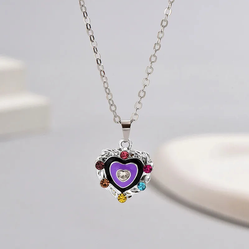 Simple Style Classic Style Heart Shape Alloy Inlay Rhinestones Women'S Pendant Necklace