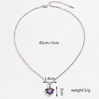 Simple Style Classic Style Heart Shape Alloy Inlay Rhinestones Women'S Pendant Necklace