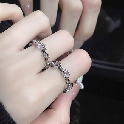 Simple Style Classic Style Heart Shape Alloy Inlay Rhinestones Women'S Rings