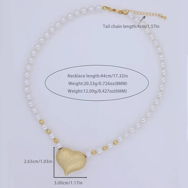 Simple Style Classic Style Heart Shape Artificial Pearl Plastic Copper Beaded 18K Gold Plated Women's Necklace