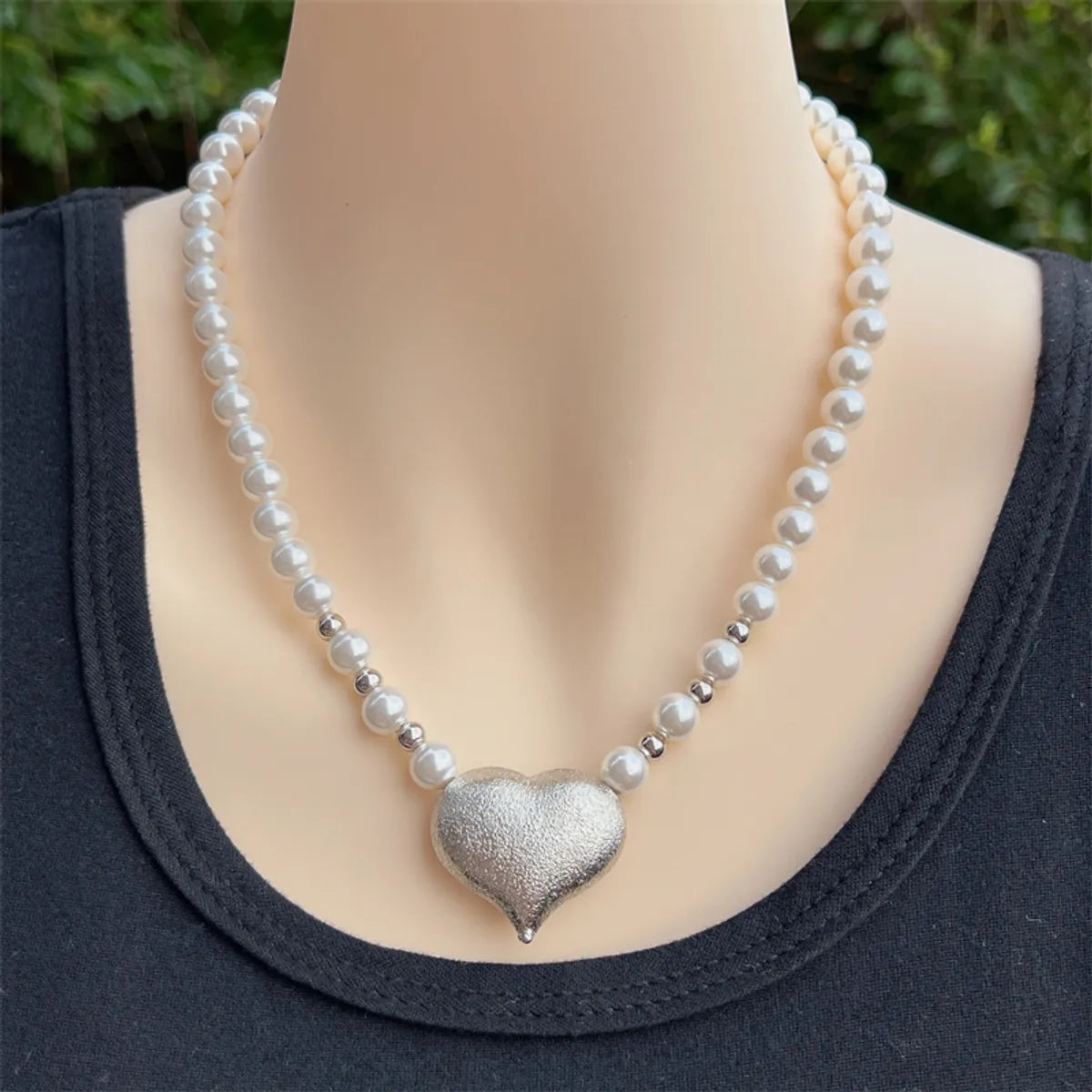 Simple Style Classic Style Heart Shape Artificial Pearl Plastic Copper Beaded 18K Gold Plated Women's Necklace