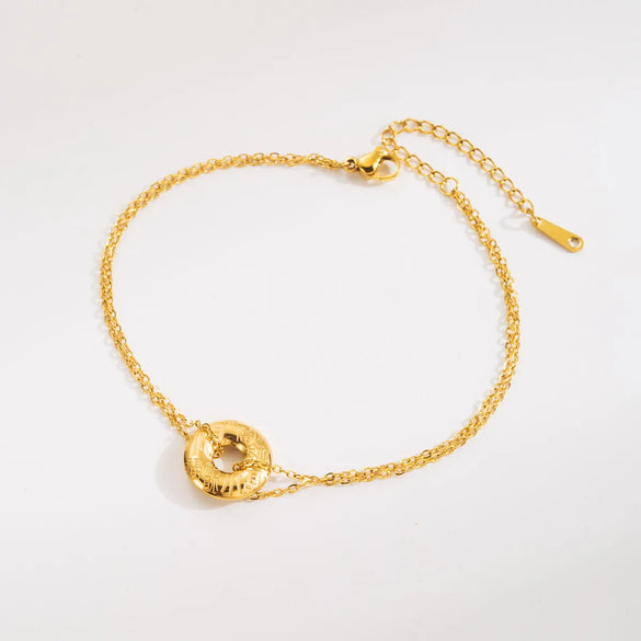 Simple Style Classic Style Heart Shape Bow Knot 304 Stainless Steel Inlay Crystal Rhinestones 18K Gold Plated Women'S Anklet