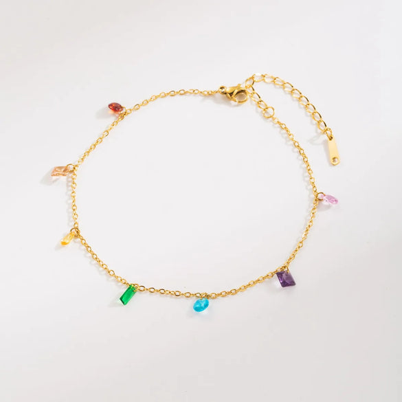 Simple Style Classic Style Heart Shape Bow Knot 304 Stainless Steel Inlay Crystal Rhinestones 18K Gold Plated Women'S Anklet