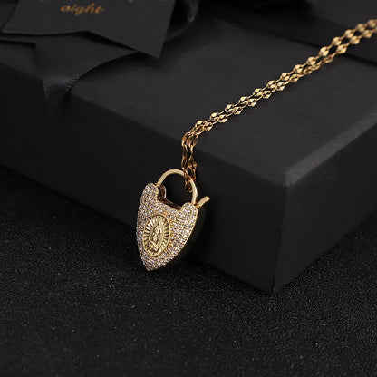 Simple Style Classic Style Heart Shape Copper Inlay Rhinestones Women'S Pendant Necklace