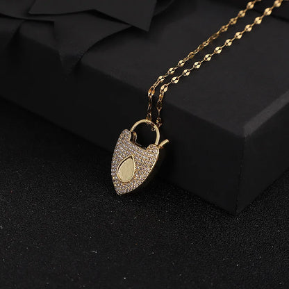 Simple Style Classic Style Heart Shape Copper Inlay Rhinestones Women'S Pendant Necklace