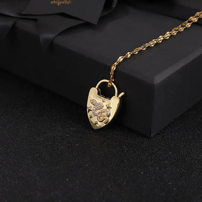 Simple Style Classic Style Heart Shape Copper Inlay Rhinestones Women'S Pendant Necklace