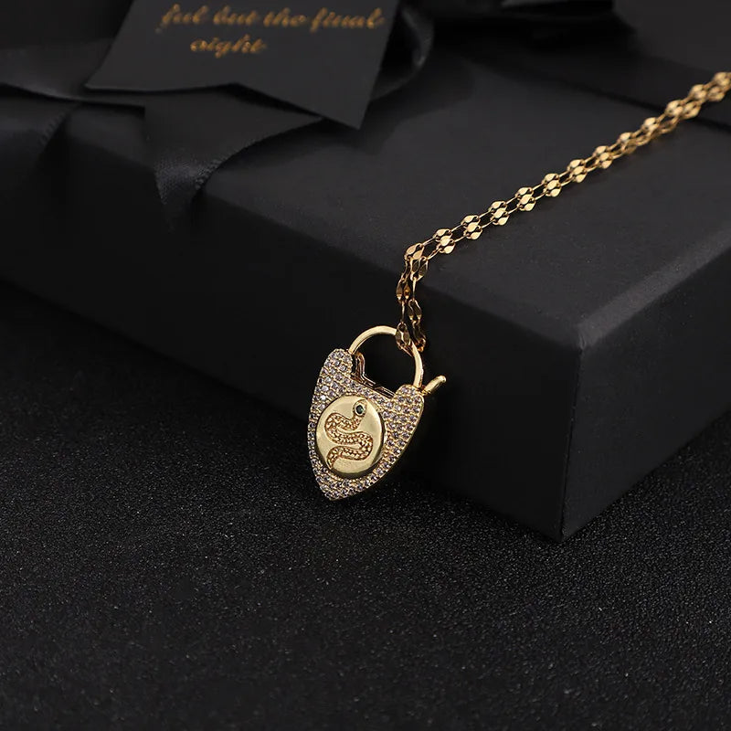 Simple Style Classic Style Heart Shape Copper Inlay Rhinestones Women'S Pendant Necklace