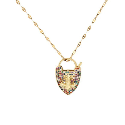 Simple Style Classic Style Heart Shape Copper Inlay Rhinestones Women'S Pendant Necklace